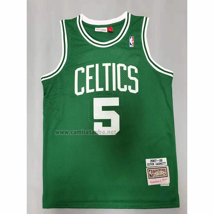 Camiseta Boston Celtics Kevin Garnett #5 Hardwood Classics Throwback Verde